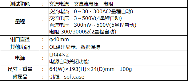  AC钳形电流表M-2020使用注意事项